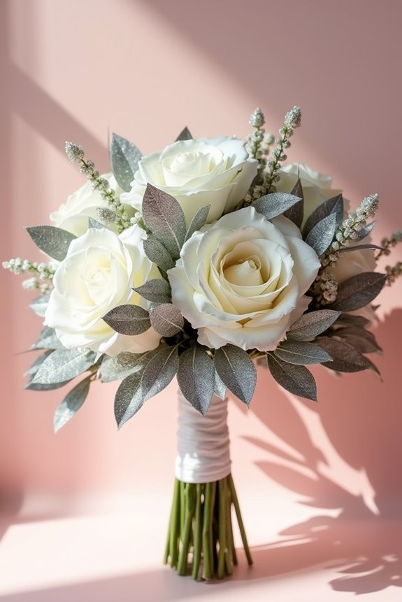 sophisticated silver wedding bouquets