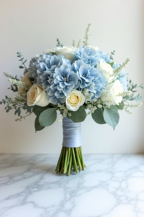 sophisticated slate blue bouquets