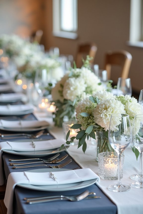 sophisticated slate blue centerpieces