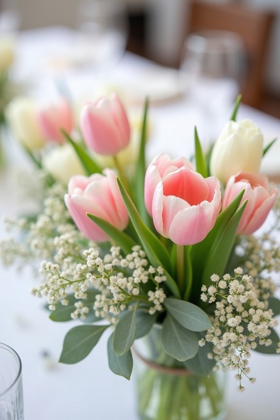 spring flower arrangements enhance tulips