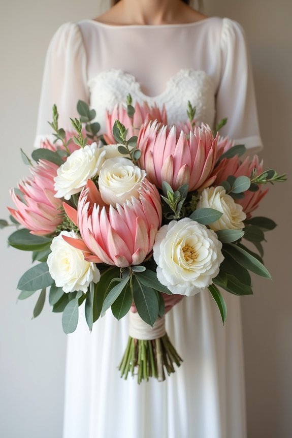 stunning protea wedding bouquets