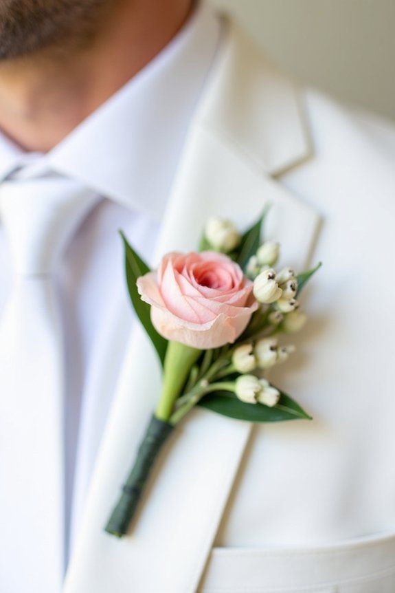 stylish ranunculus boutonniere arrangement