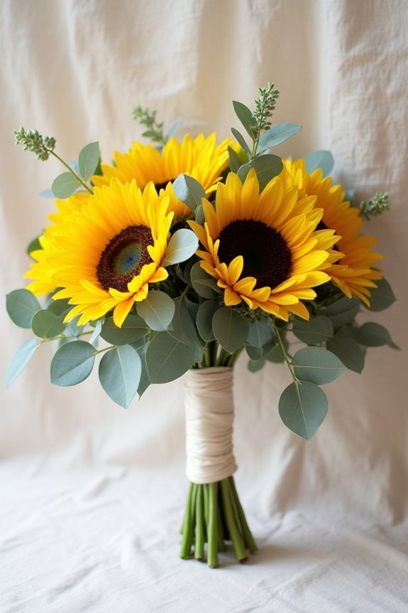 sunflower bridesmaid bouquet inspirations