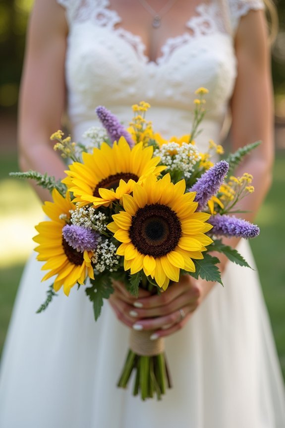 sunflowers and wildflowers bouquets