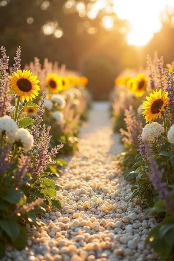 sunflowers enhanced by complementary blooms