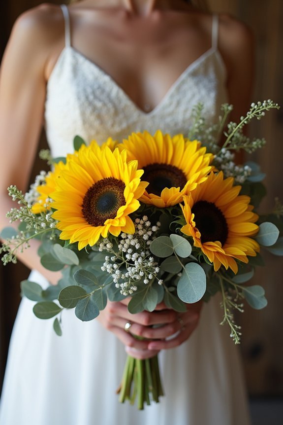 sunflowers eucalyptus dusty miller