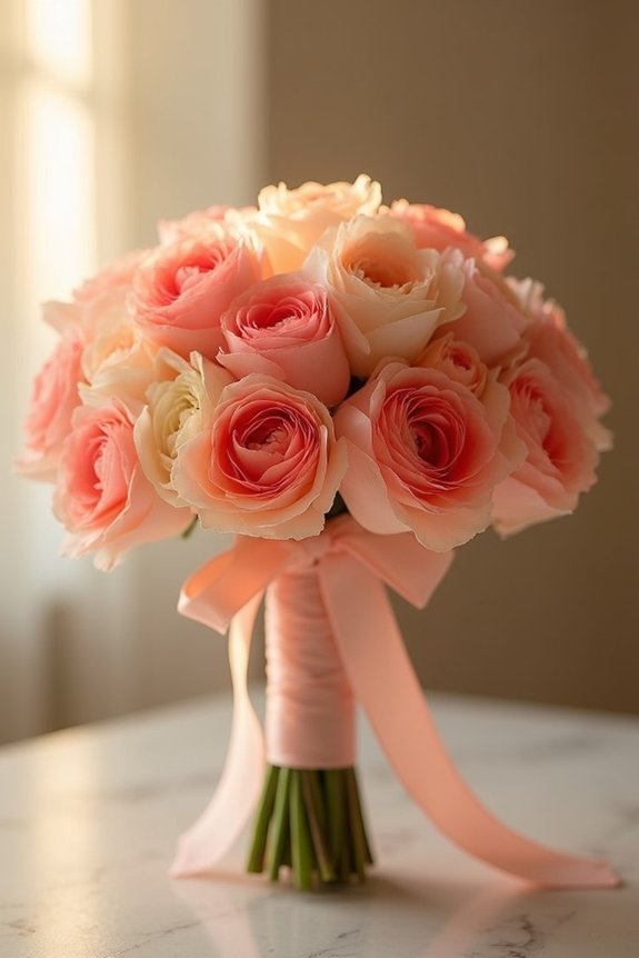 sunset hue bridesmaid bouquets