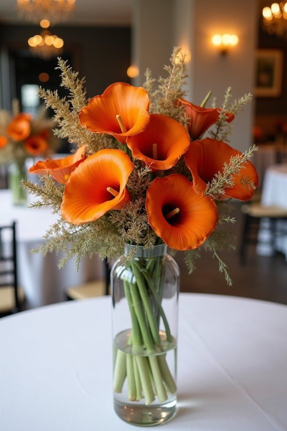 tall burnt orange centerpieces