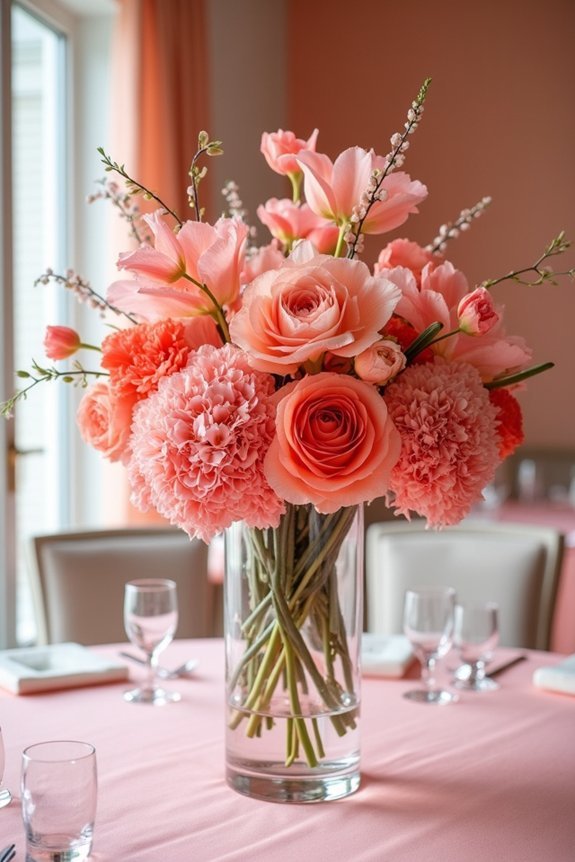 tall coral centerpiece arrangements