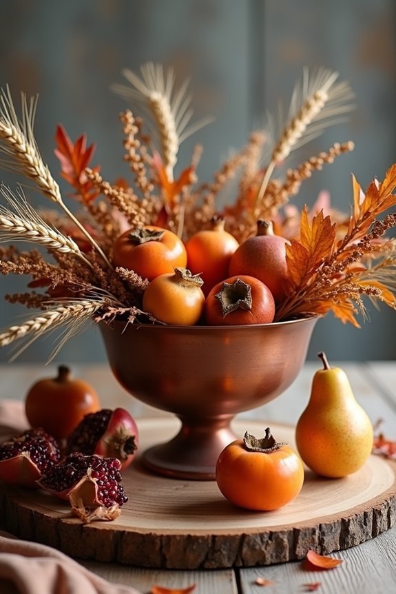 textured autumn fruit centerpiece