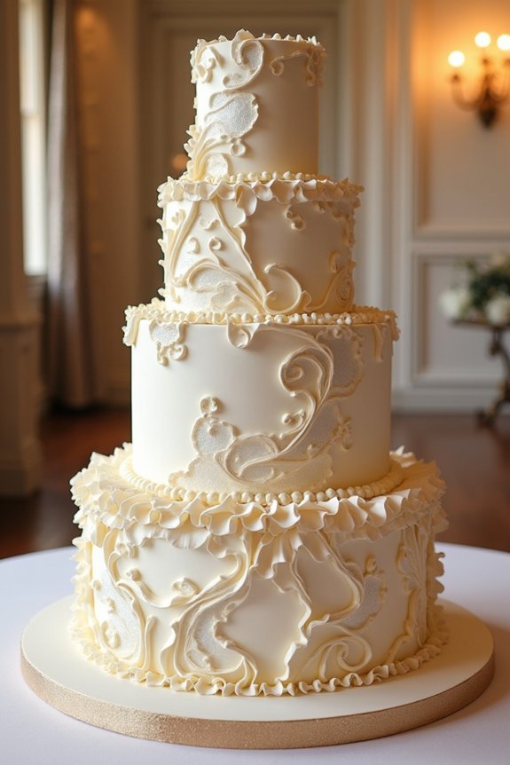 textured gold wedding cakes