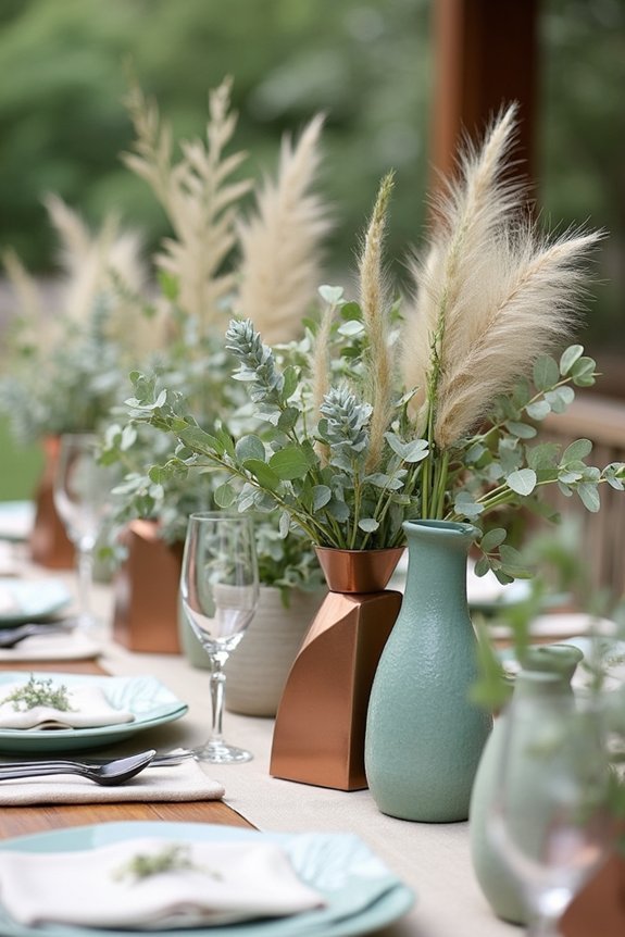 textured metallic floral arrangements