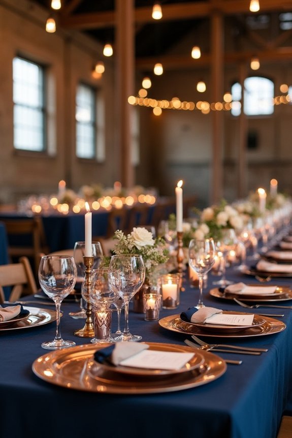 timeless navy and copper elegance