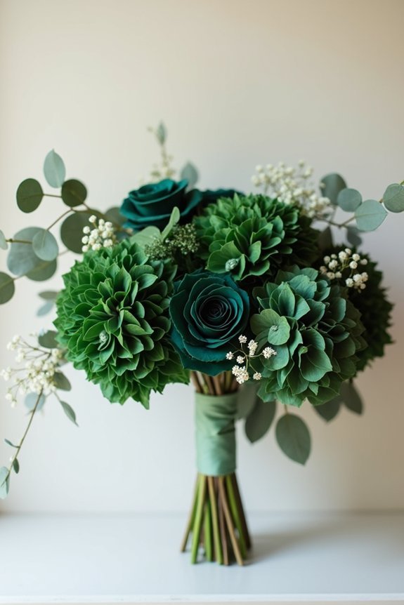 timeless sophisticated hunter green bouquets