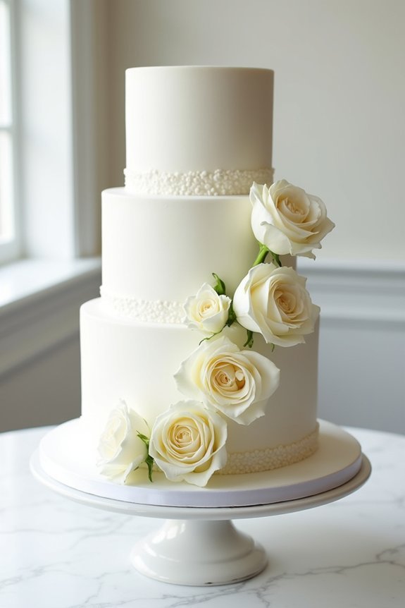 timeless white wedding cake