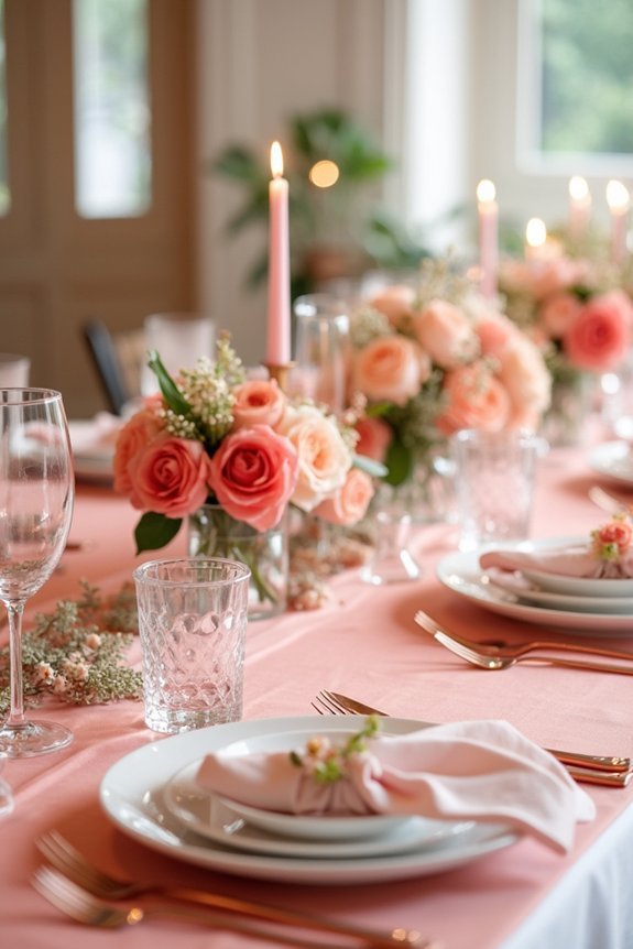 tonal coral and blush layering
