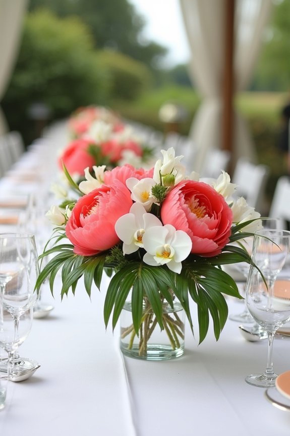 tropical coral wedding decor