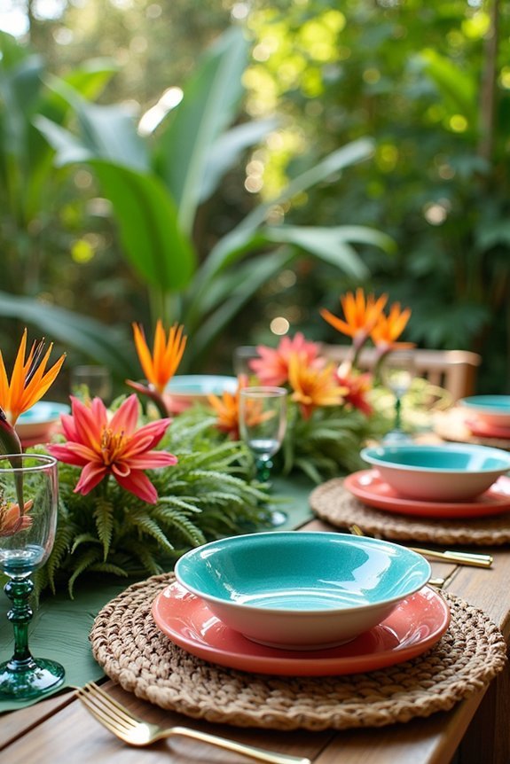 tropical vibrant greenery decor