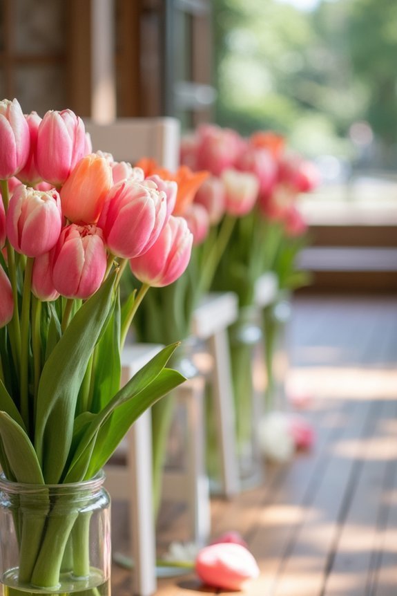 tulip themed wedding aisle decor