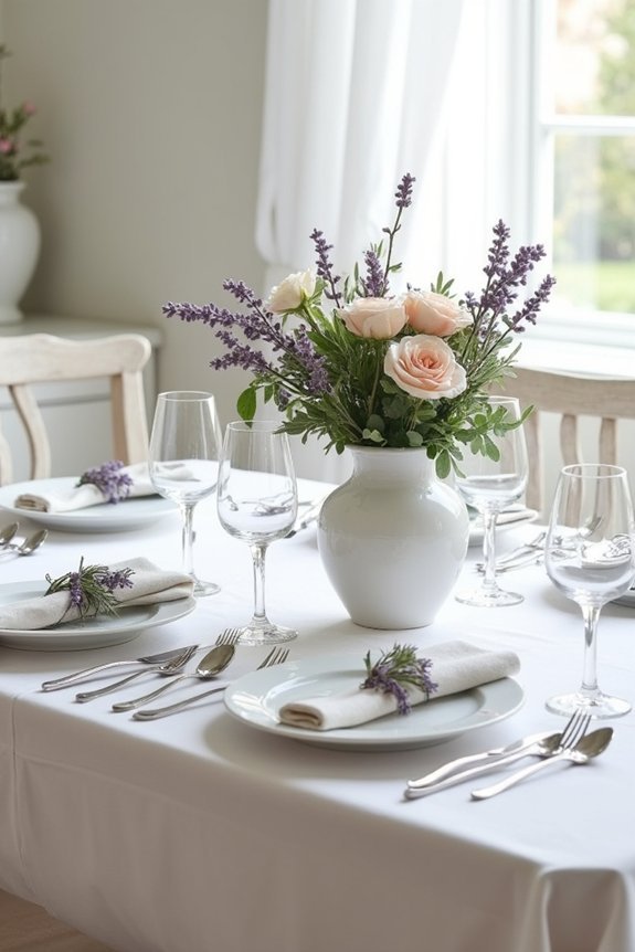 understated french table centerpieces