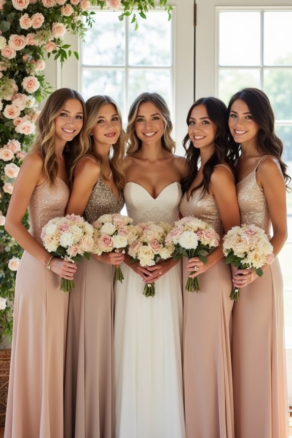 unified gold bridesmaid dresses