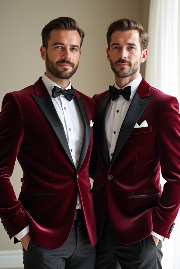 velvet burgundy groomsmen jackets