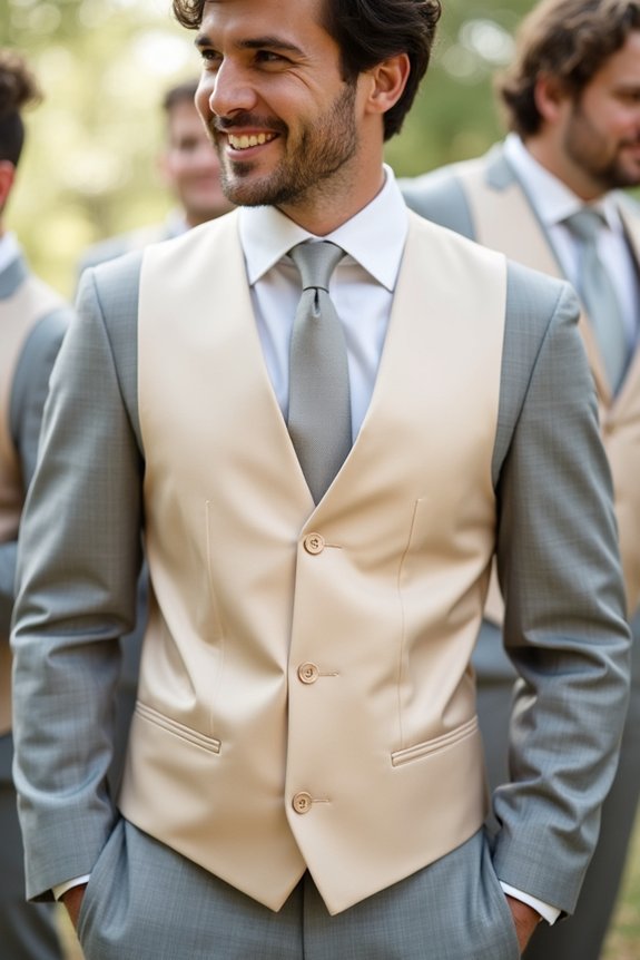 versatile champagne suit styling