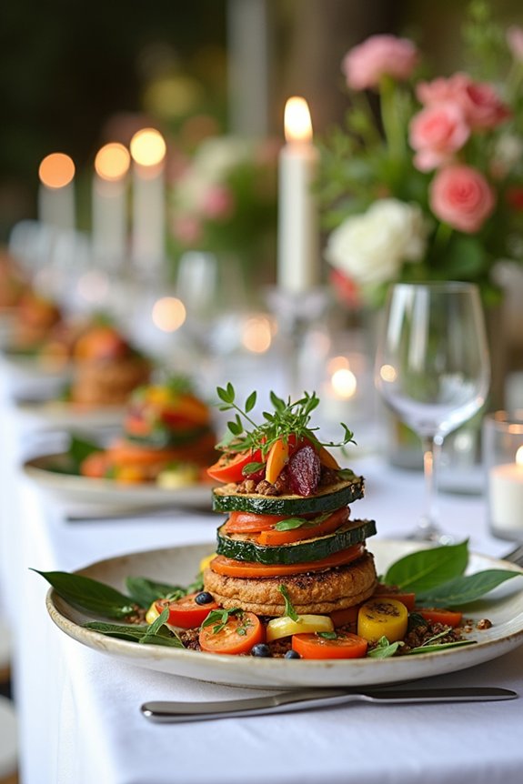 vibrant vegetarian wedding plates