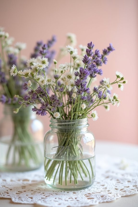 vintage apothecary wildflower centerpieces