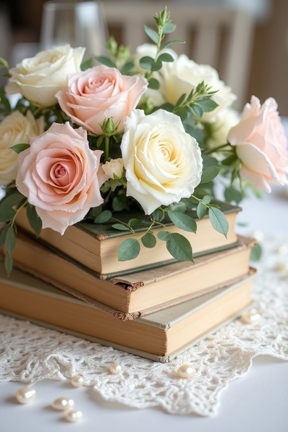 vintage books with florals