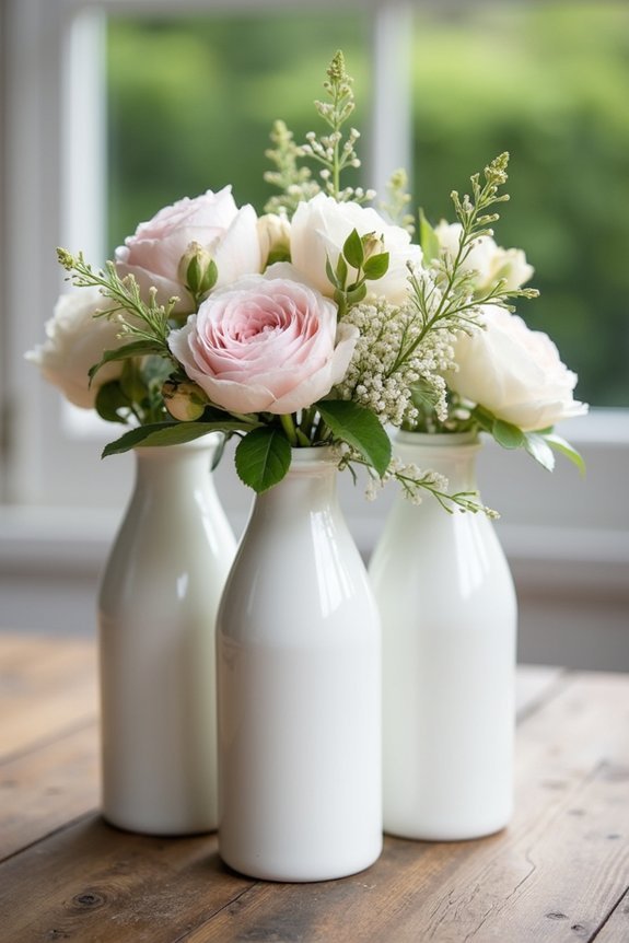 vintage milk bottles centerpiece