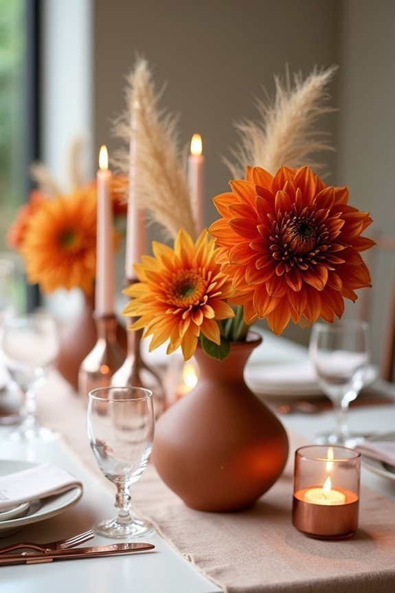 warm bold sophisticated centerpieces