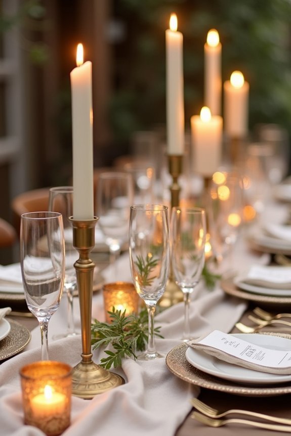 warm lighting and candleholders