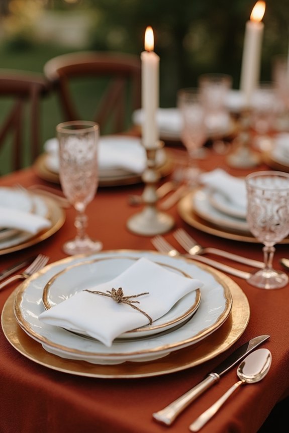 warm metallic table accents