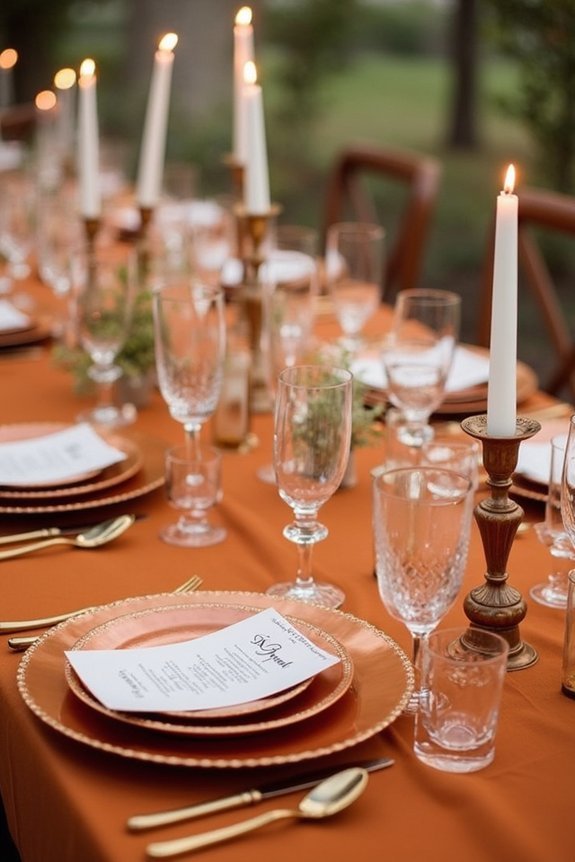 warm metallic wedding accents