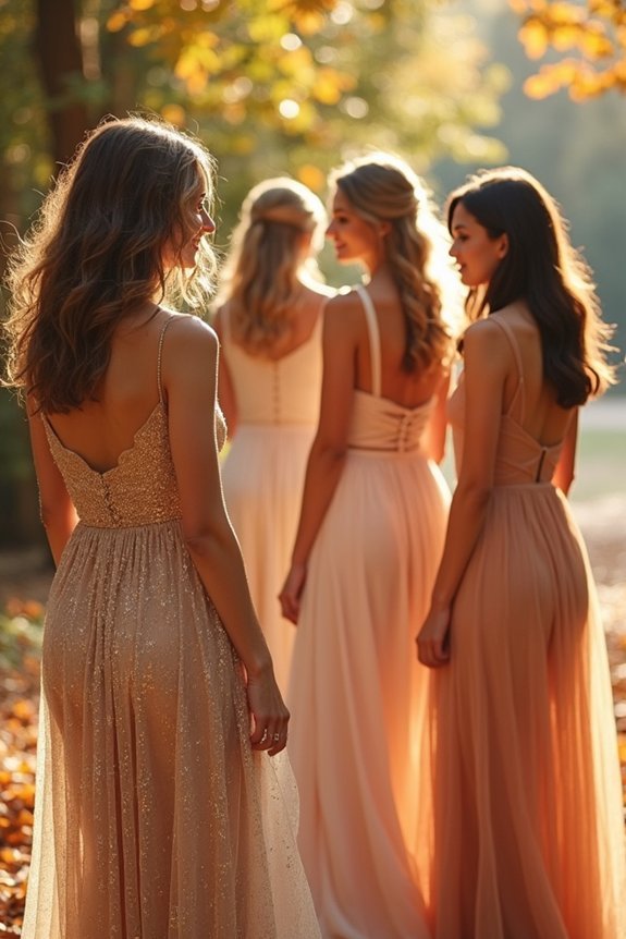 warm metallics for bridesmaids