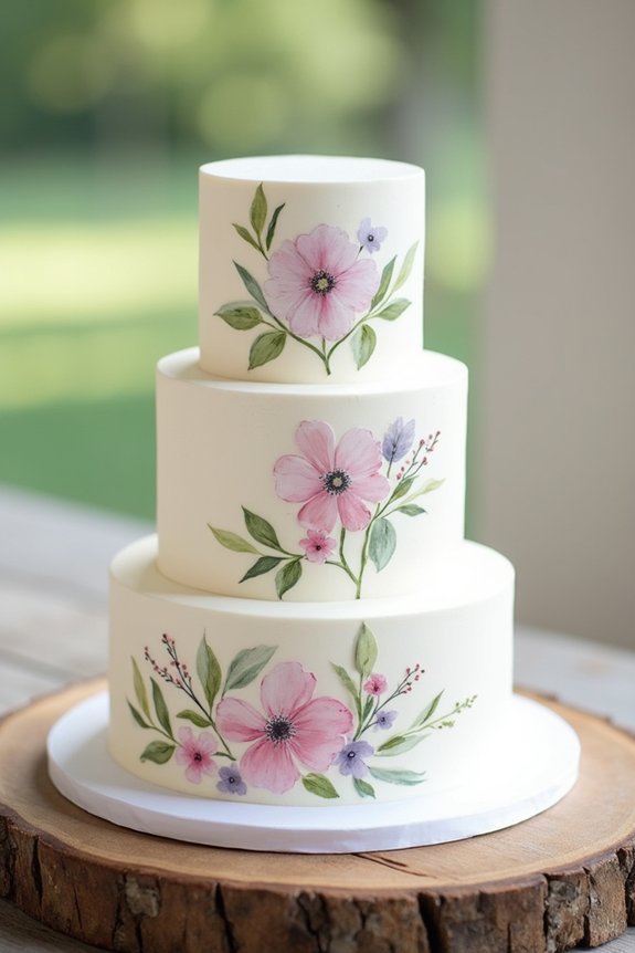 watercolor wildflower cake design