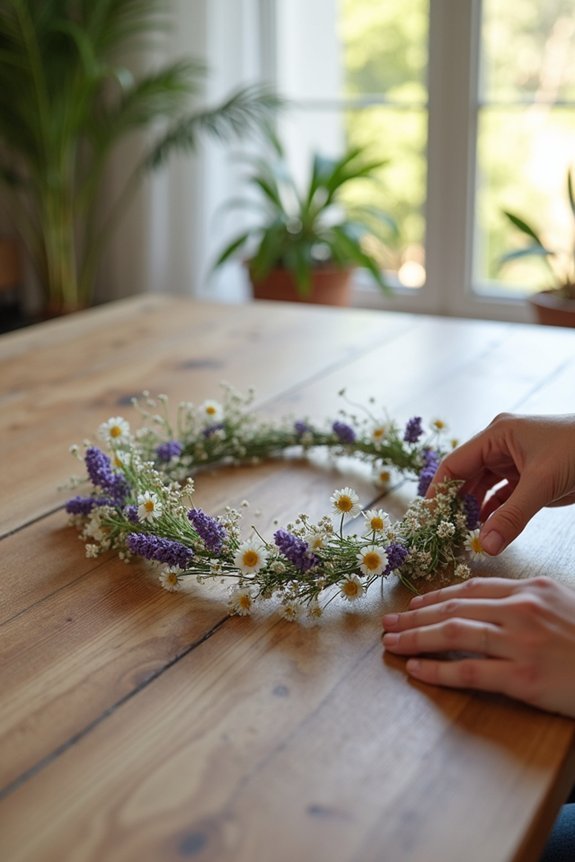 wildflower crown step by step